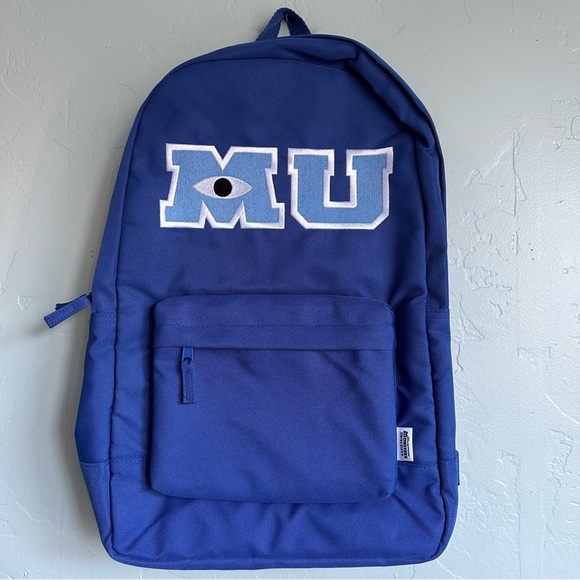 Disney Pixar Blue Embroidered Monsters University Monsters Inc Backpack NWT - Picture 1 of 7